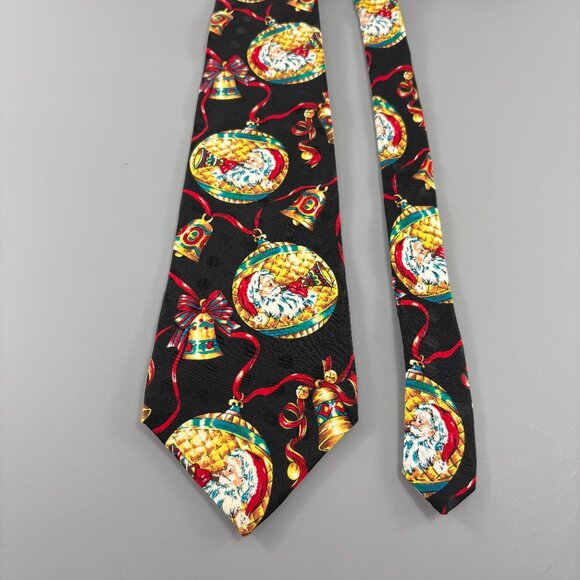 Wembley Black / Gold / Red Christmas Men's Tie 4" x 60" Vintage - Picture 2 of 4